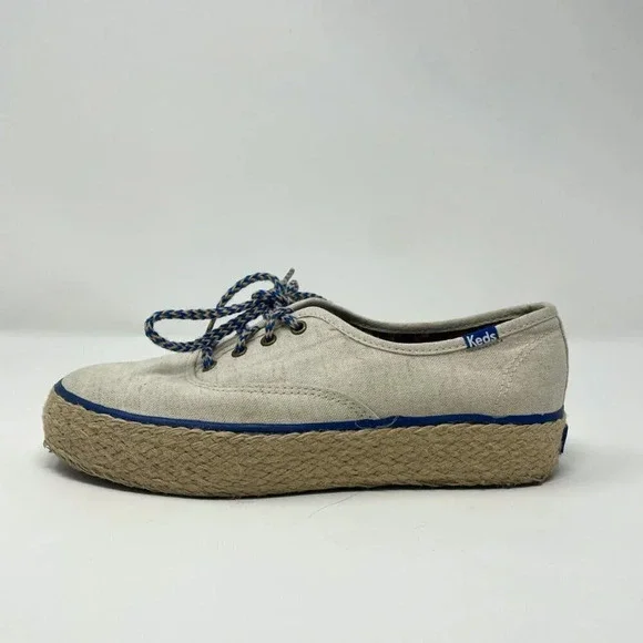 Keds Triple Liberty Espadrille Platform  Shoes Sneakers Cream Canvas Sz 6.5 - Picture 3 of 9